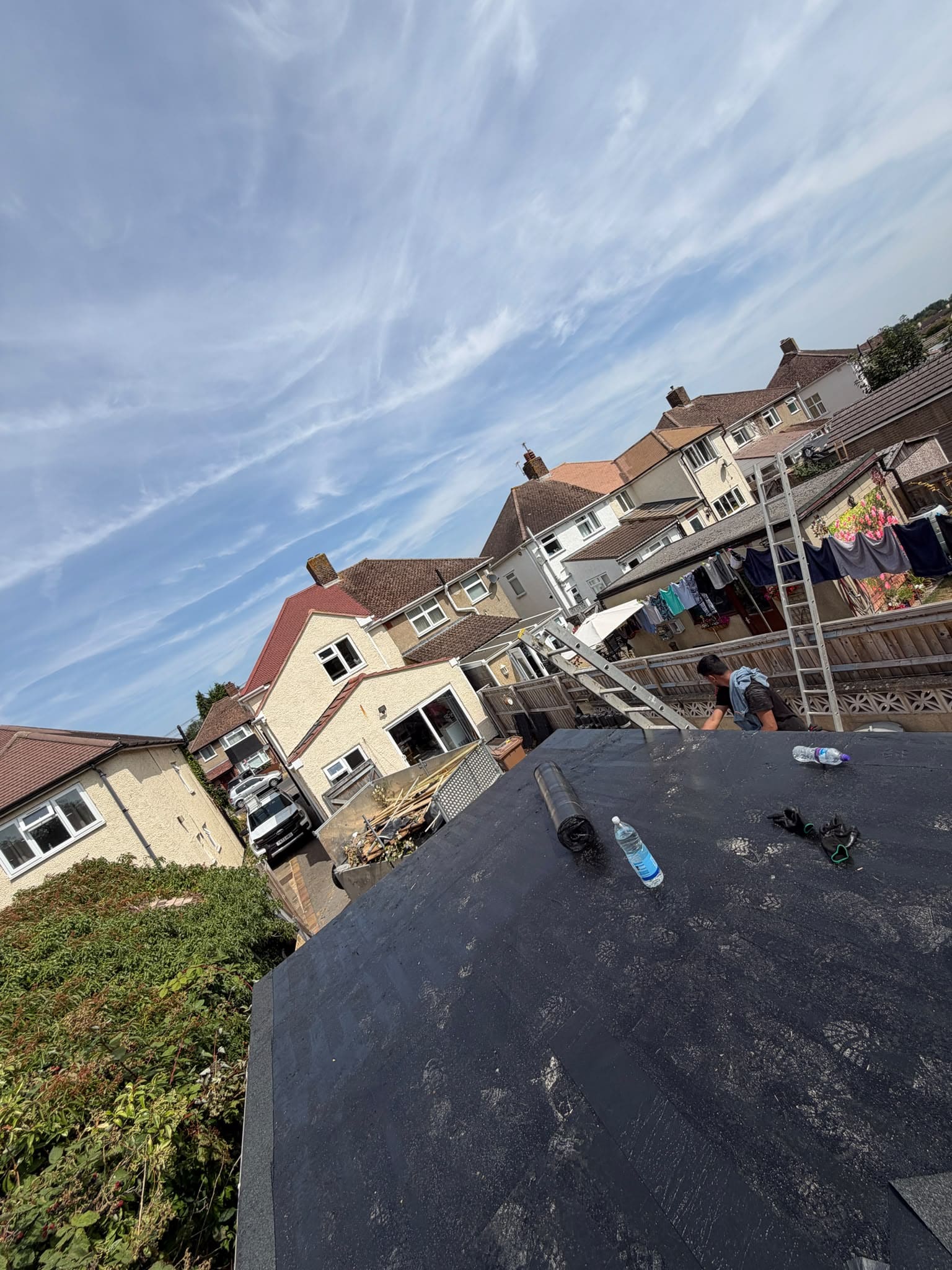 Flat roof and slate aerial
